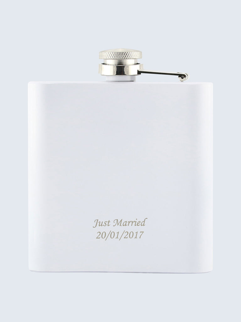 Bride Wedding Laser Engraved Black Stainless Steel 6oz Hip Flask
