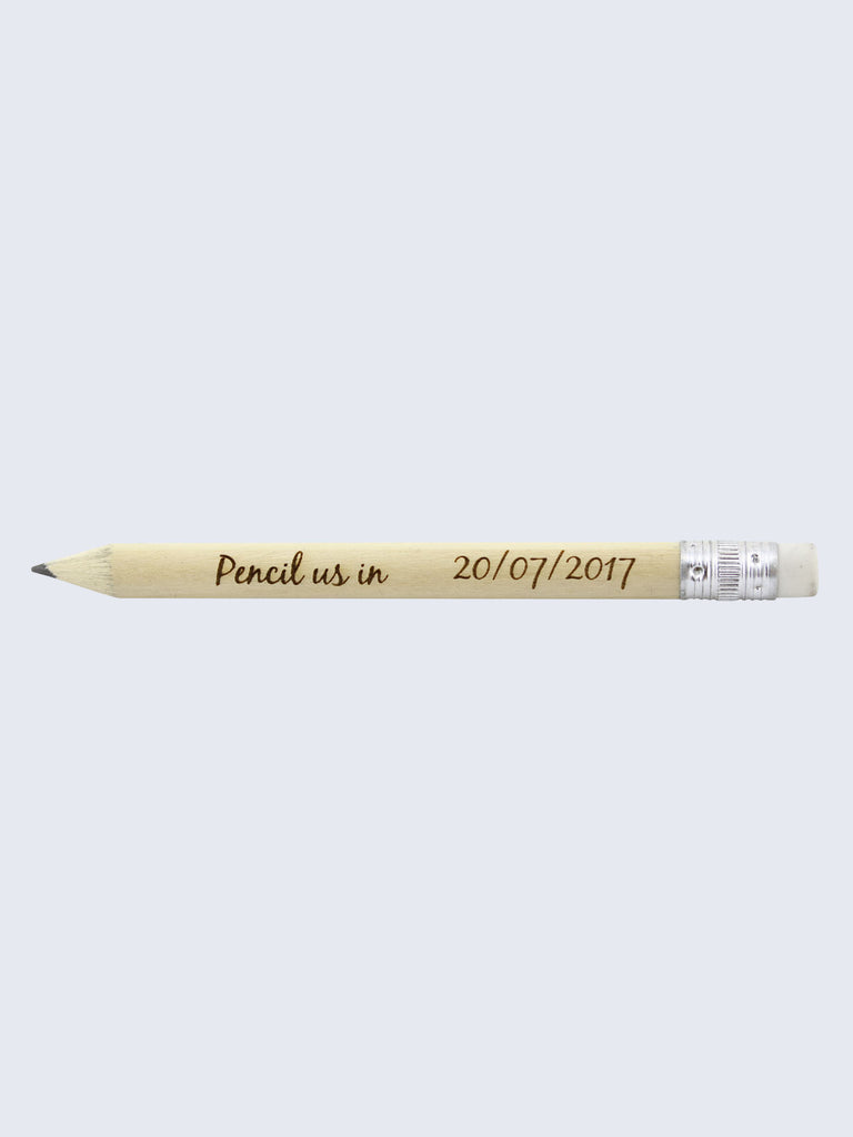 Personalised Wedding Birthday Save The Date Pencils Natural Wood 10cm Length
