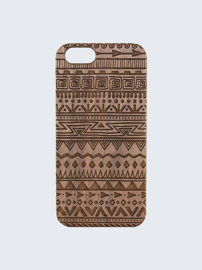 Aztec Coachella Pattern Laser Engraved Wooden iPhone Case