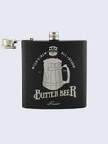 ButterBeer Harry Potter Inspired Design Laser Engraved Black Stainless Steel 6oz Hip Flask