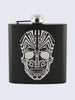 Candy Skull Design Laser Engraved Black Stainless Steel 6oz Hip Flask