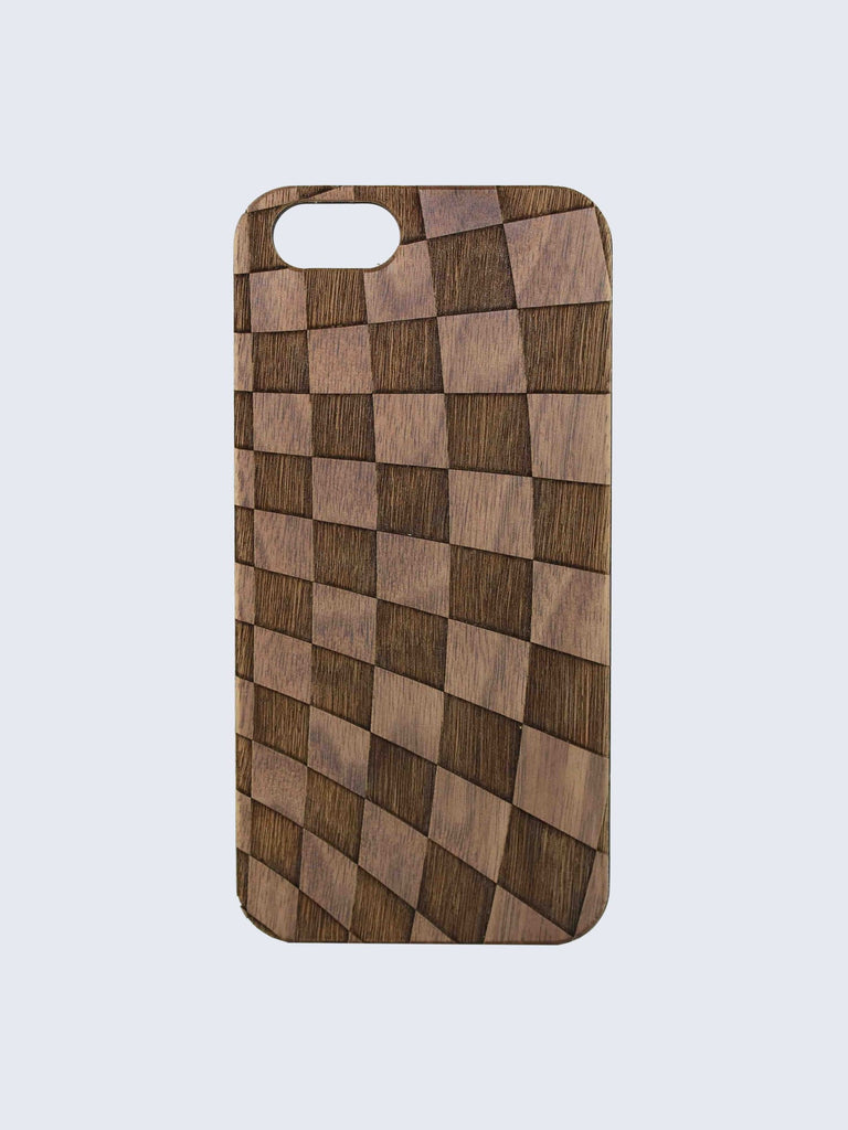 Checkers Pattern Laser Engraved Wooden iPhone Case