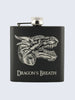Dragon's Breath MineCraft Laser Engraved Black Stainless Steel 6oz Hip Flask