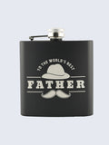 Happy Fathers Day  Laser Engraved Black Stainless Steel 6oz Hip Flask