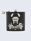 Heisenberg Breaking Bad Inspired Design Laser Engraved Black Stainless Steel Hip Flask