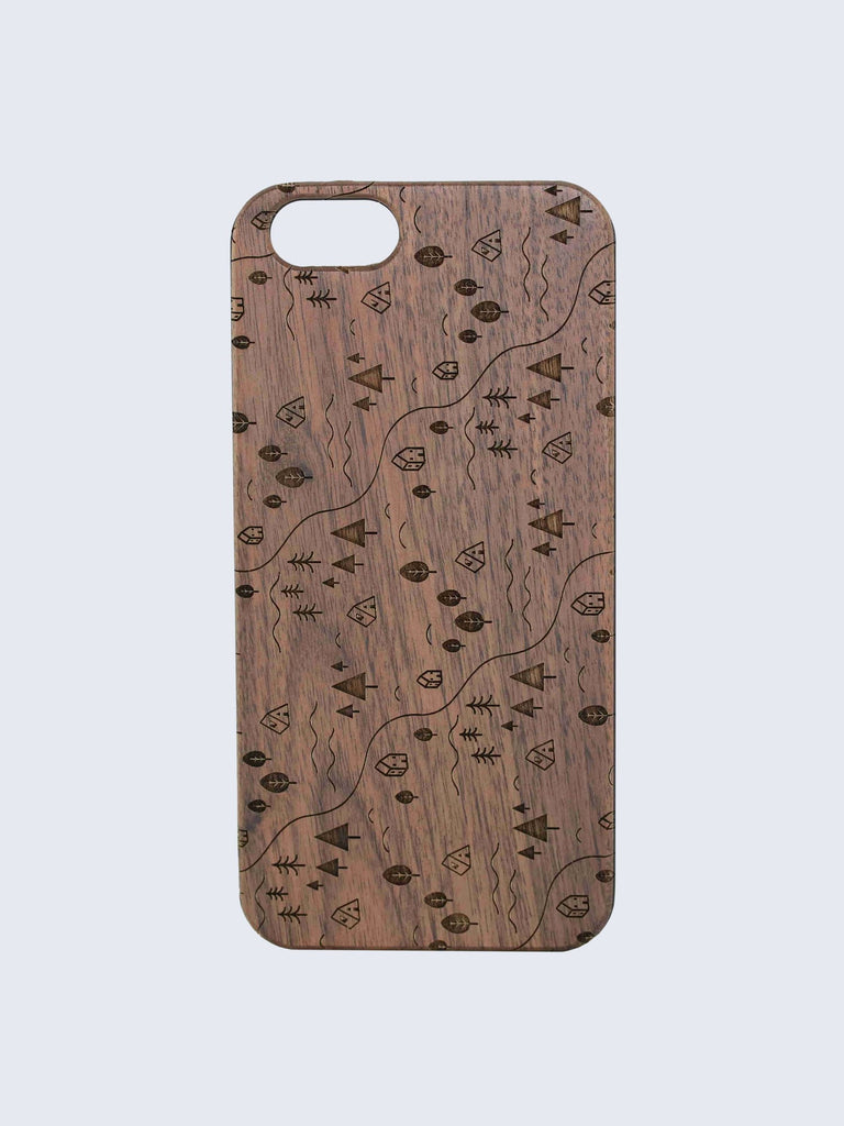 Landscape Pattern Laser Engraved Wooden iPhone Case