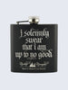 Marauders Map Style Harry Potter Inspired Design Laser Engraved Black Stainless Steel 6oz Hip Flask