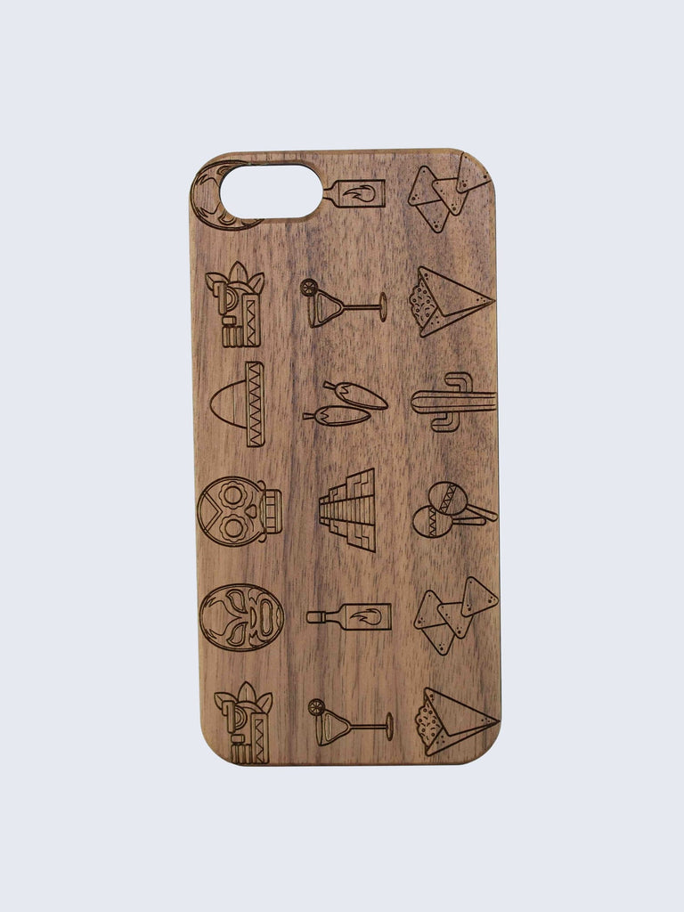 Mexico Pattern Laser Engraved Wooden iPhone Case