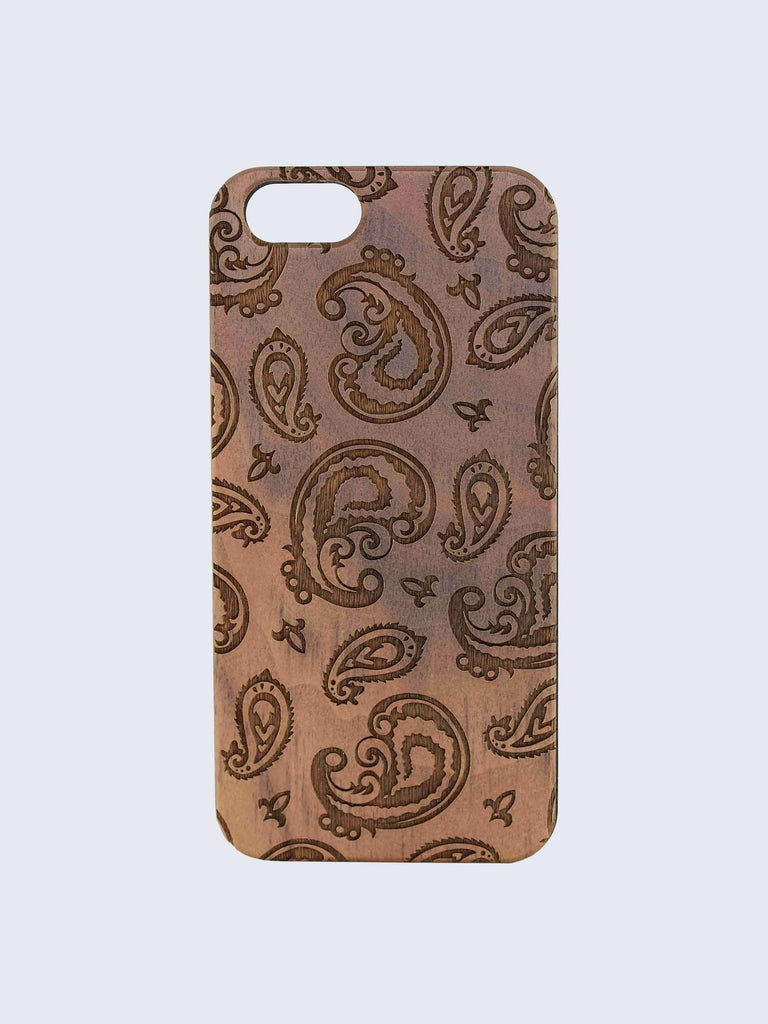 Paisley Pattern Laser Engraved Wooden iPhone Case