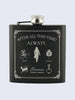 Severus Snape Harry Potter Laser Engraved Black Stainless Steel 6oz Hip Flask