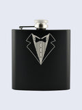 Stag Do Best Man Wedding Laser Engraved Black Stainless Steel 6oz Hip Flask