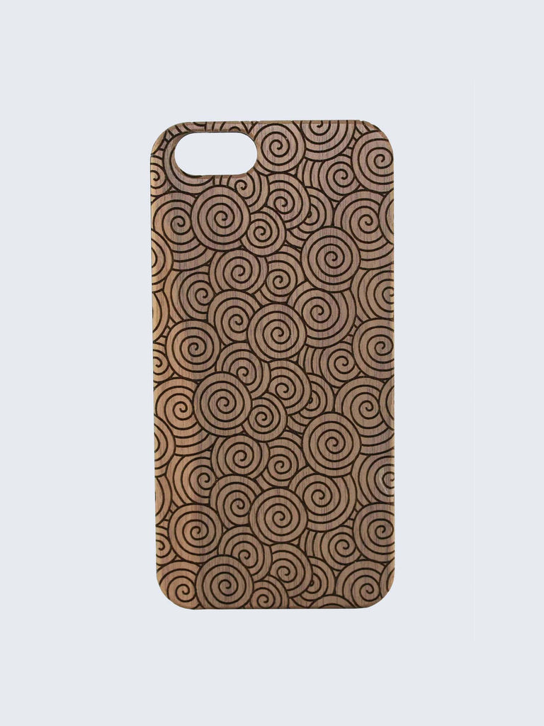Swirls Pattern Laser Engraved Wooden iPhone Case