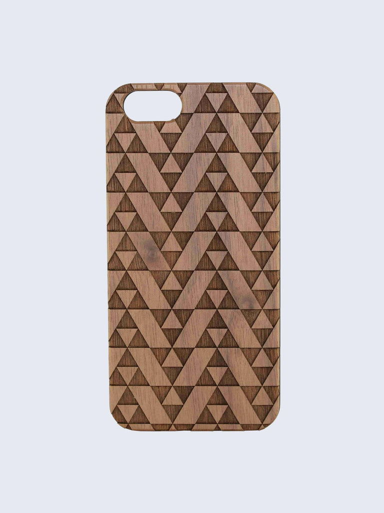 Triangles Triforce Pattern Laser Engraved Wooden iPhone Case