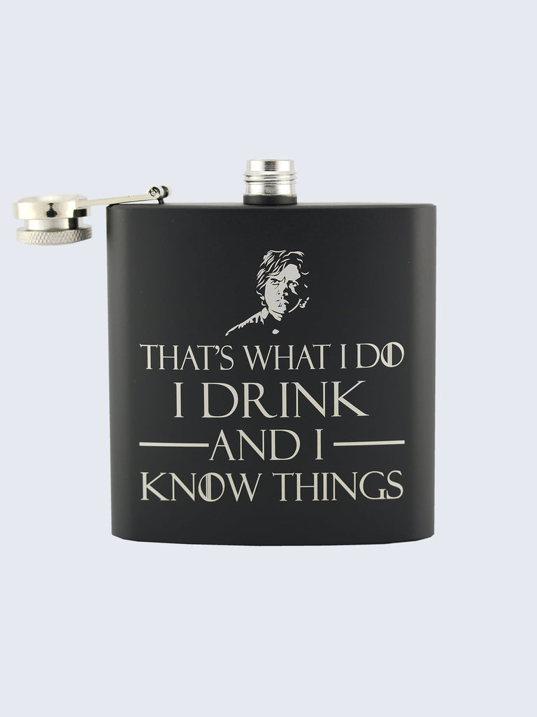 Tyrion Lannister Game Of Thrones Laser Engraved Black Stainless Steel 6oz Hip Flask