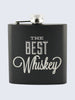 Whiskey Design Laser Engraved Black Stainless Steel 6oz Hip Flask