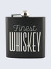 Whiskey Design Laser Engraved Black Stainless Steel 6oz Hip Flask